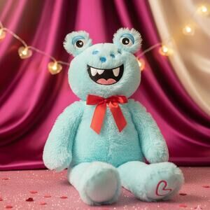 Walmart Blue Monster Plush Valentine Heart Eyes Stuffed Animal 36" Red Bow 2021